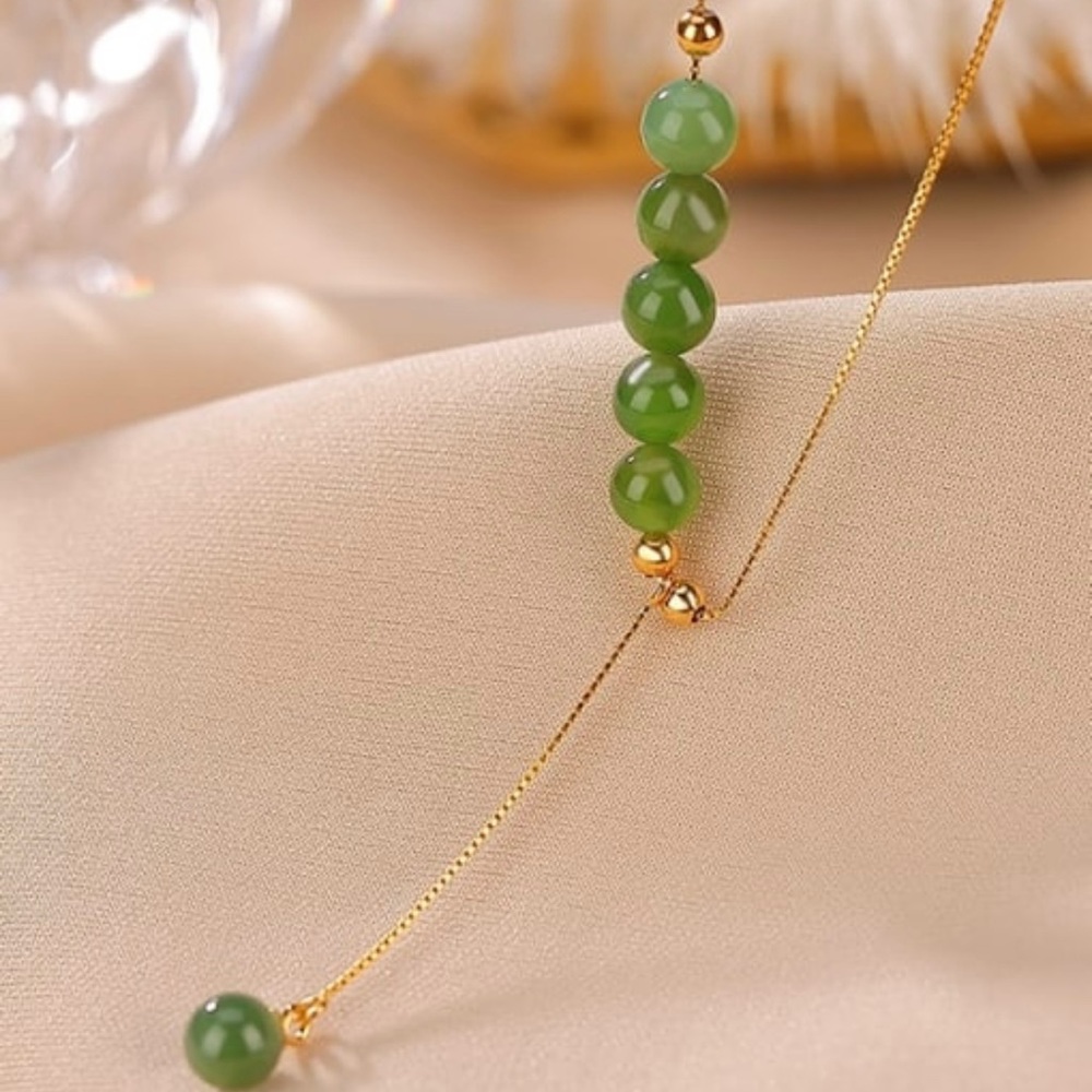Natural Jade 925 Sterling Silver Minimalist Tassel Necklace